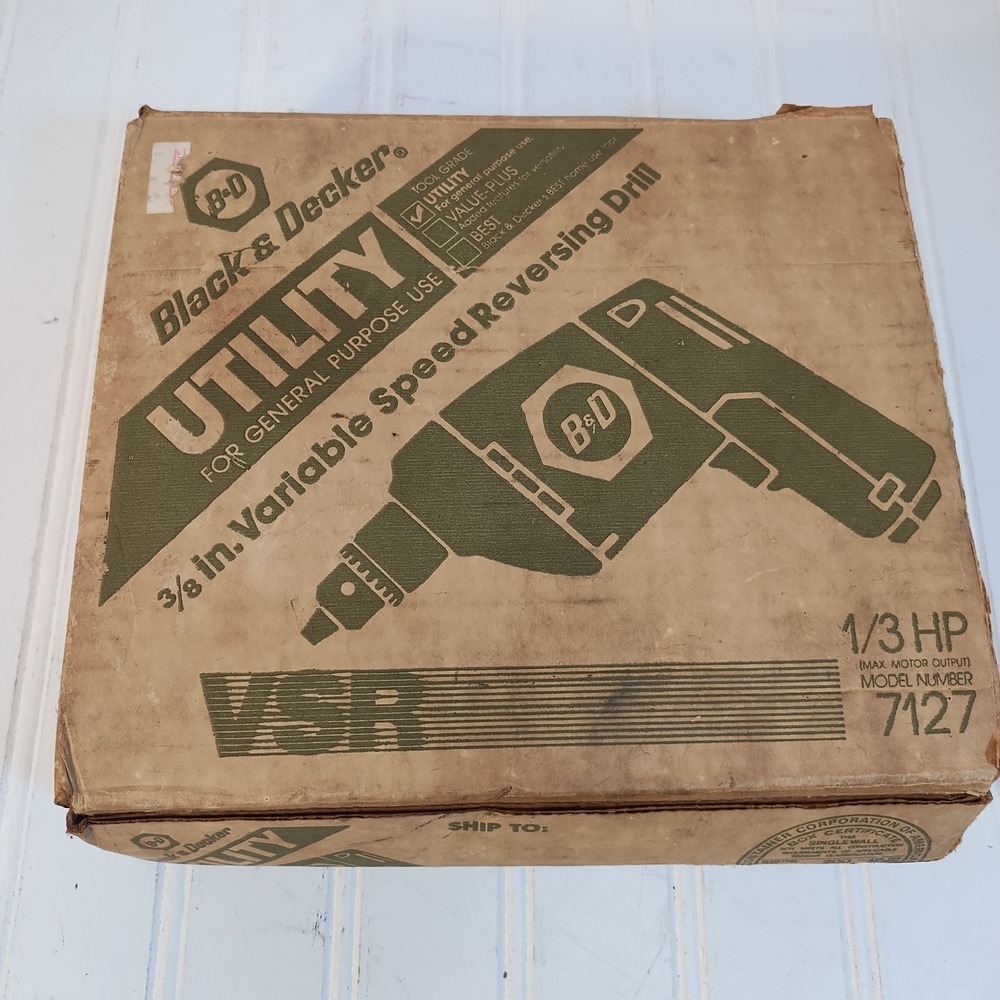Vintage Black & Decker 7127 3/8in 2500 rpm Type 1 Short Cord VSR Drill Tested